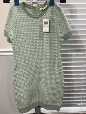 Michael Kors Sage Green MK Logo Knit Mini Dress